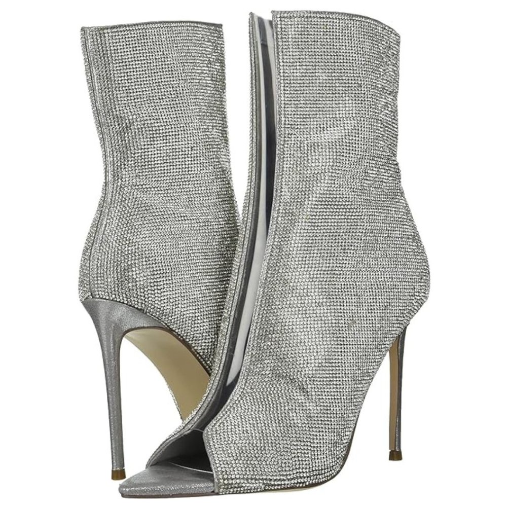Steve Madden Finley Fashion Boot Size 7M Women Peep Toe Rhinestone Heel No Box